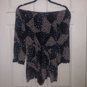 floral print off the shoulder romper